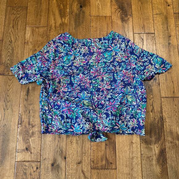 St. Tropez West Floral Tie Front Blouse and Navy Sunny Leigh Palazzo Pants XL - Picture 13 of 13